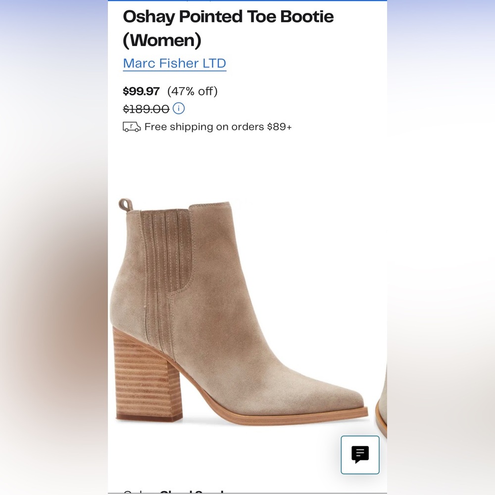 Marc Fisher Oshay Pointed Toe Booties. Size 10 Wo… - image 2
